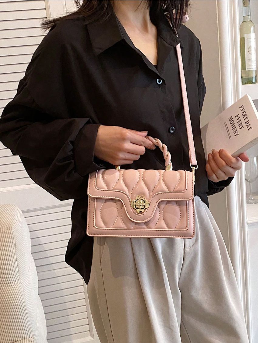 Mini Square Bag Quilted Flap PU