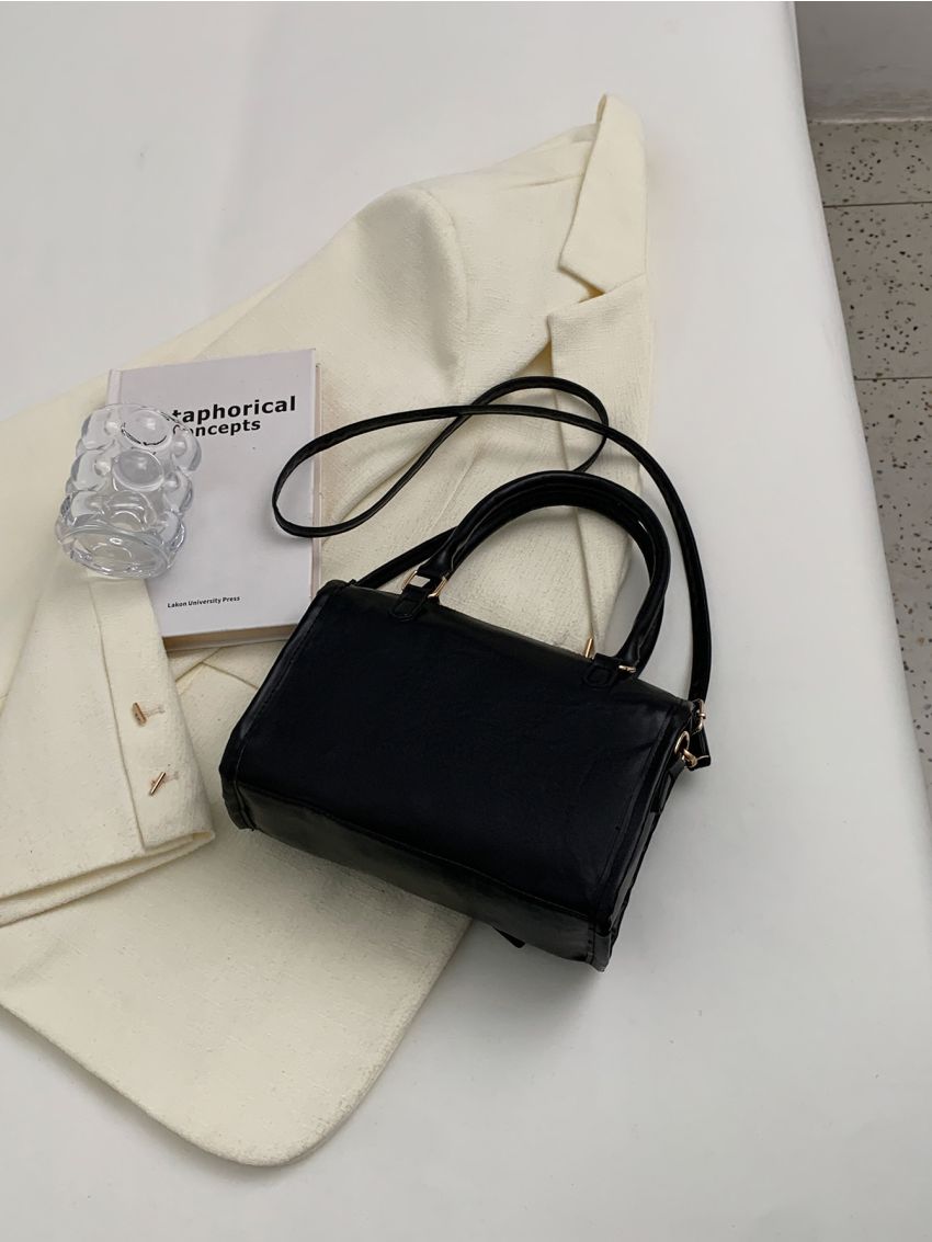 Studded Decor Boston Bag Small Double Handle