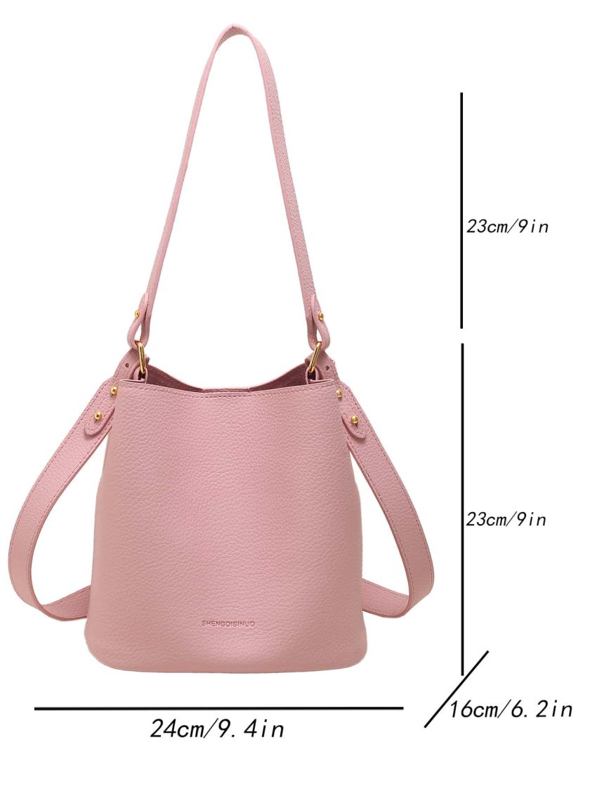 Small Bucket Bag Letter Embossed Detail With Inner Pouch