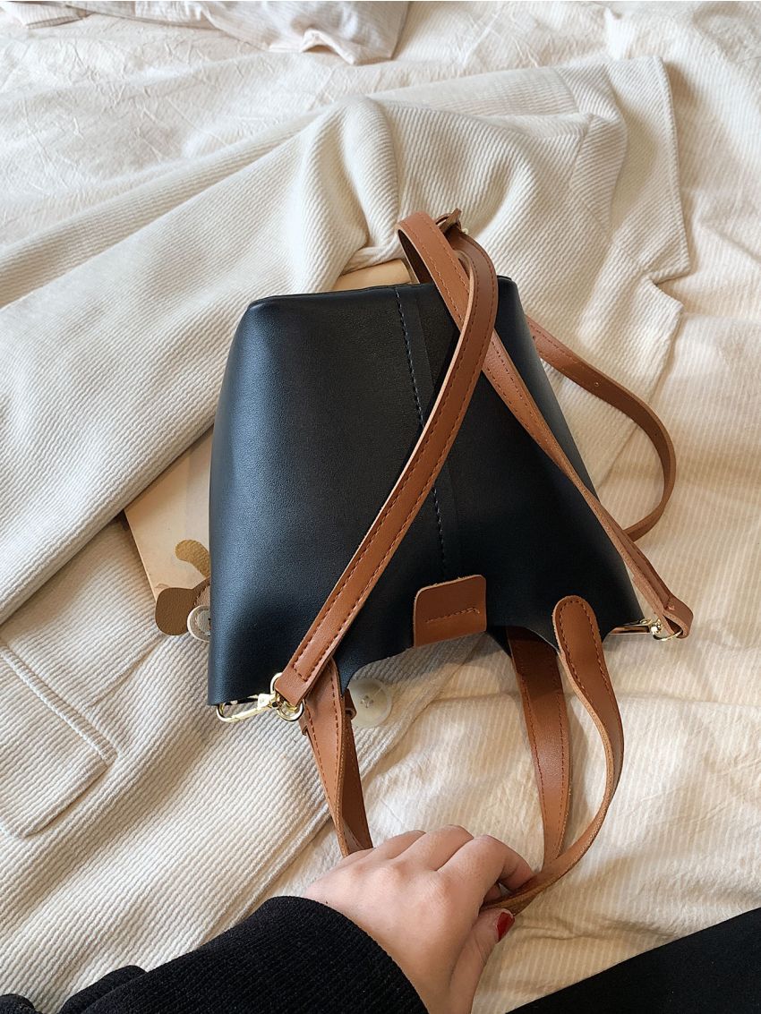 Small Bucket Bag Double Handle With Bag Charm