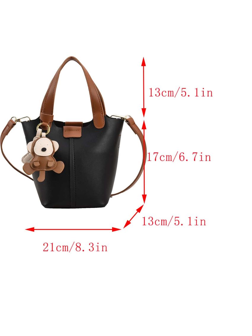 Small Bucket Bag Double Handle With Bag Charm