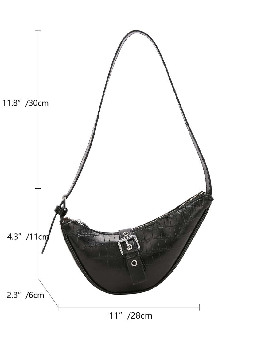 Medium Novelty Bag Crocodile Embossed Buckle Decor