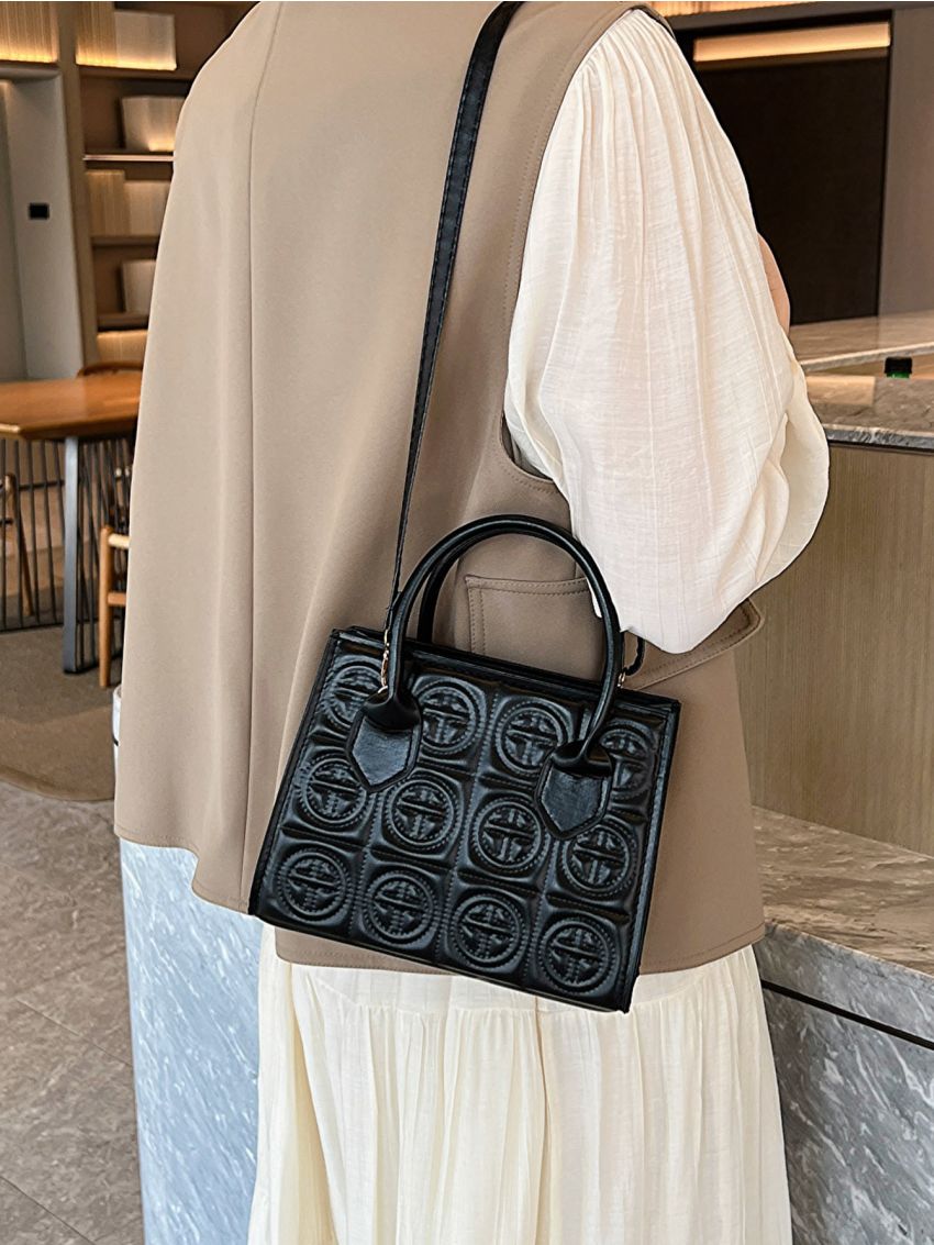 Small Square Bag Double Handle Quilted