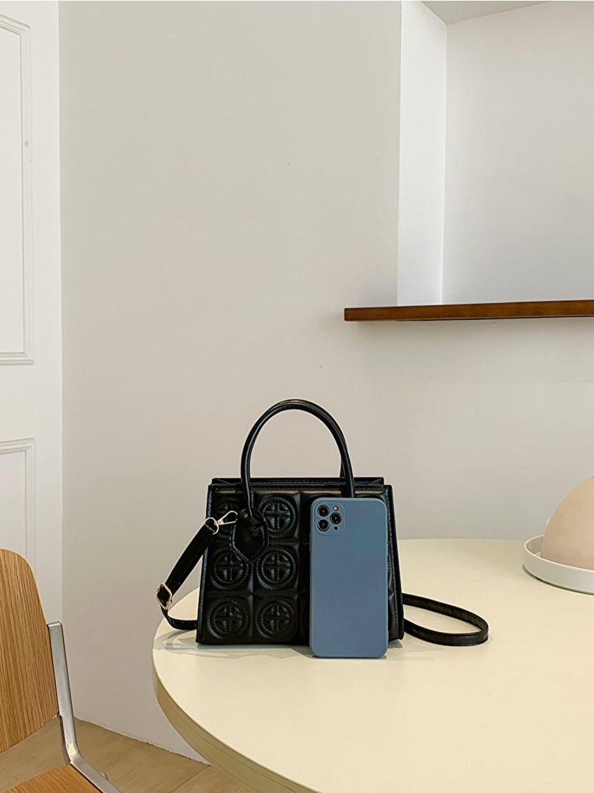 Small Square Bag Double Handle Quilted