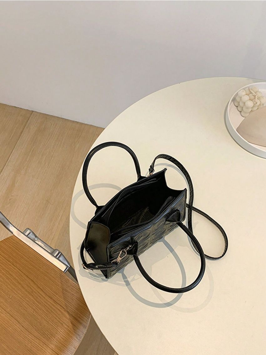 Small Square Bag Double Handle Quilted