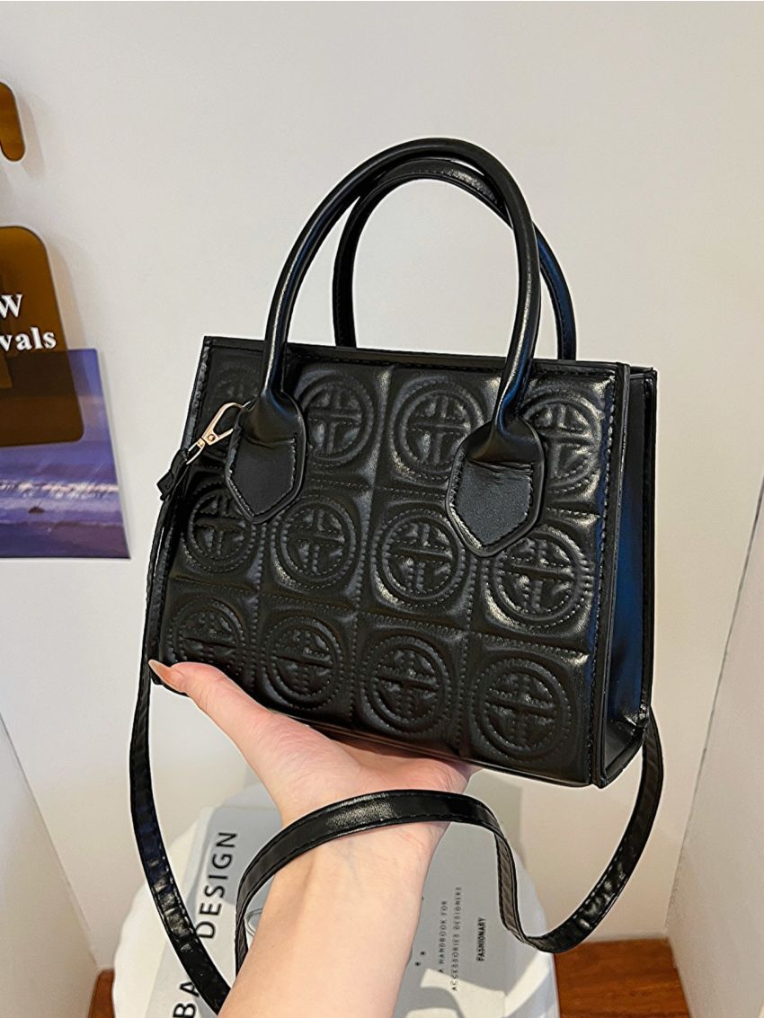 Small Square Bag Double Handle Quilted