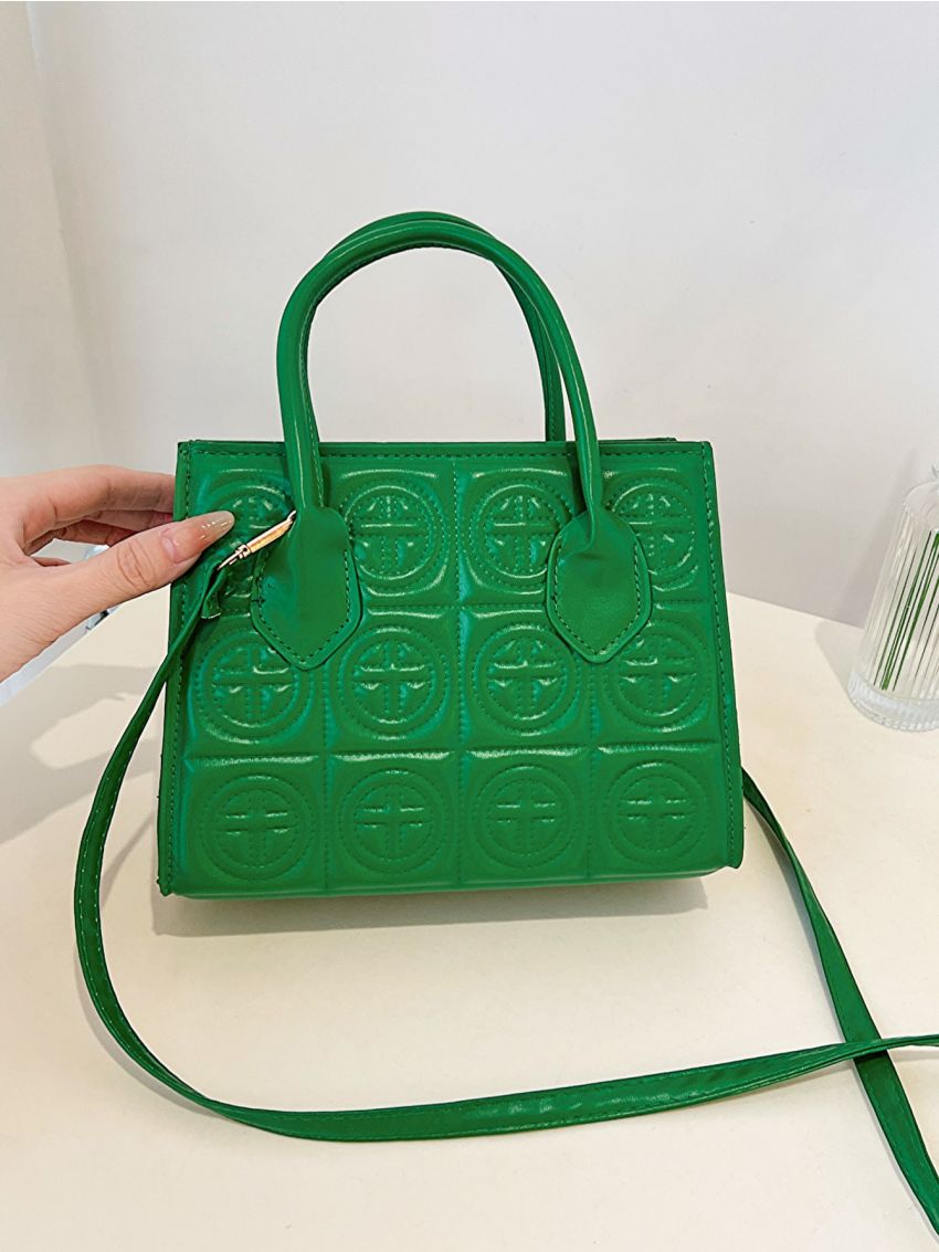 Small Square Bag Double Handle Quilted