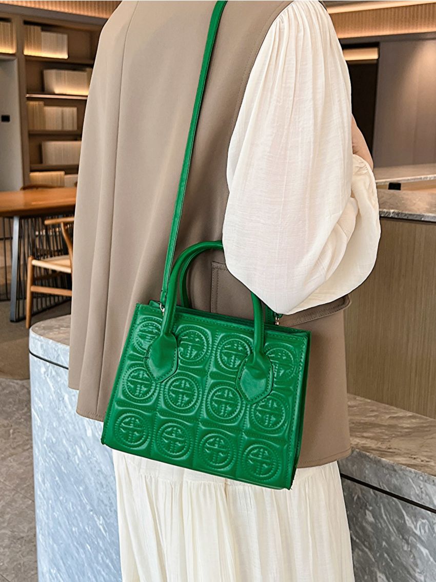 Small Square Bag Double Handle Quilted