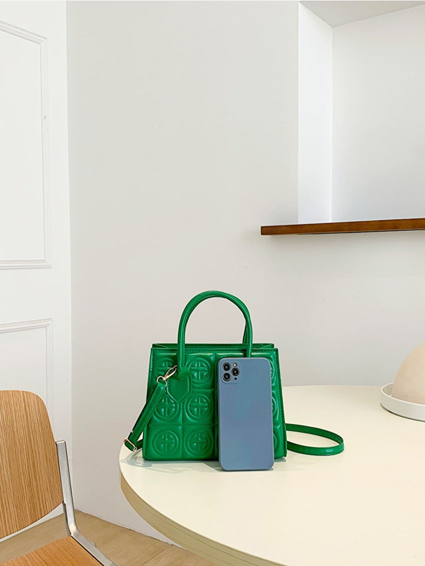 Small Square Bag Double Handle Quilted