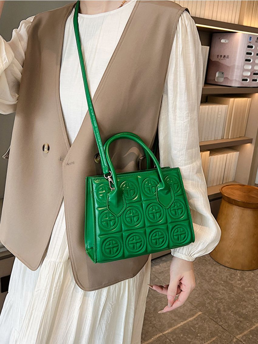 Small Square Bag Double Handle Quilted