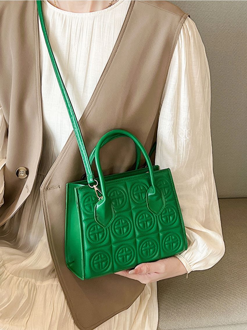 Small Square Bag Double Handle Quilted