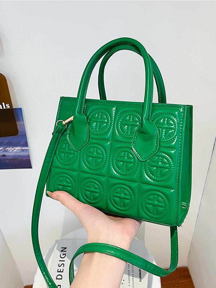 Small Square Bag Double Handle Quilted