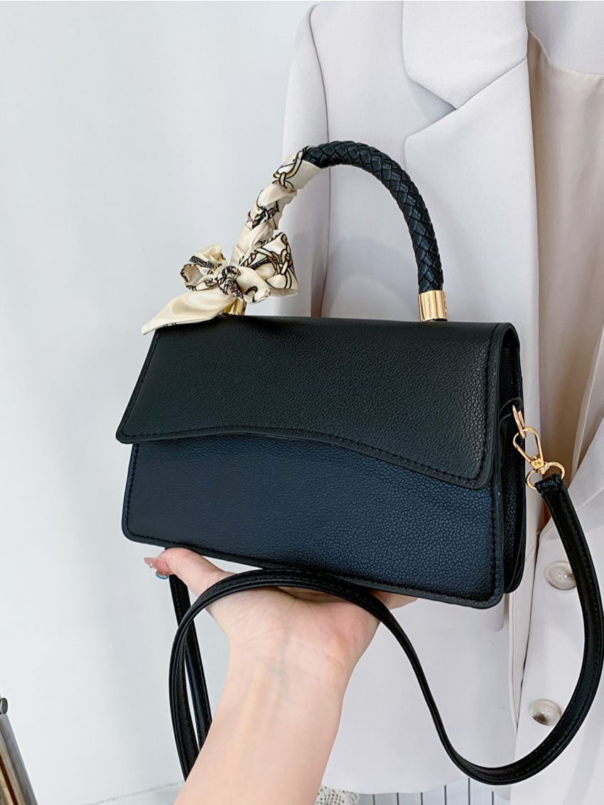 Small Square Bag Solid Color Twilly Scarf Decor