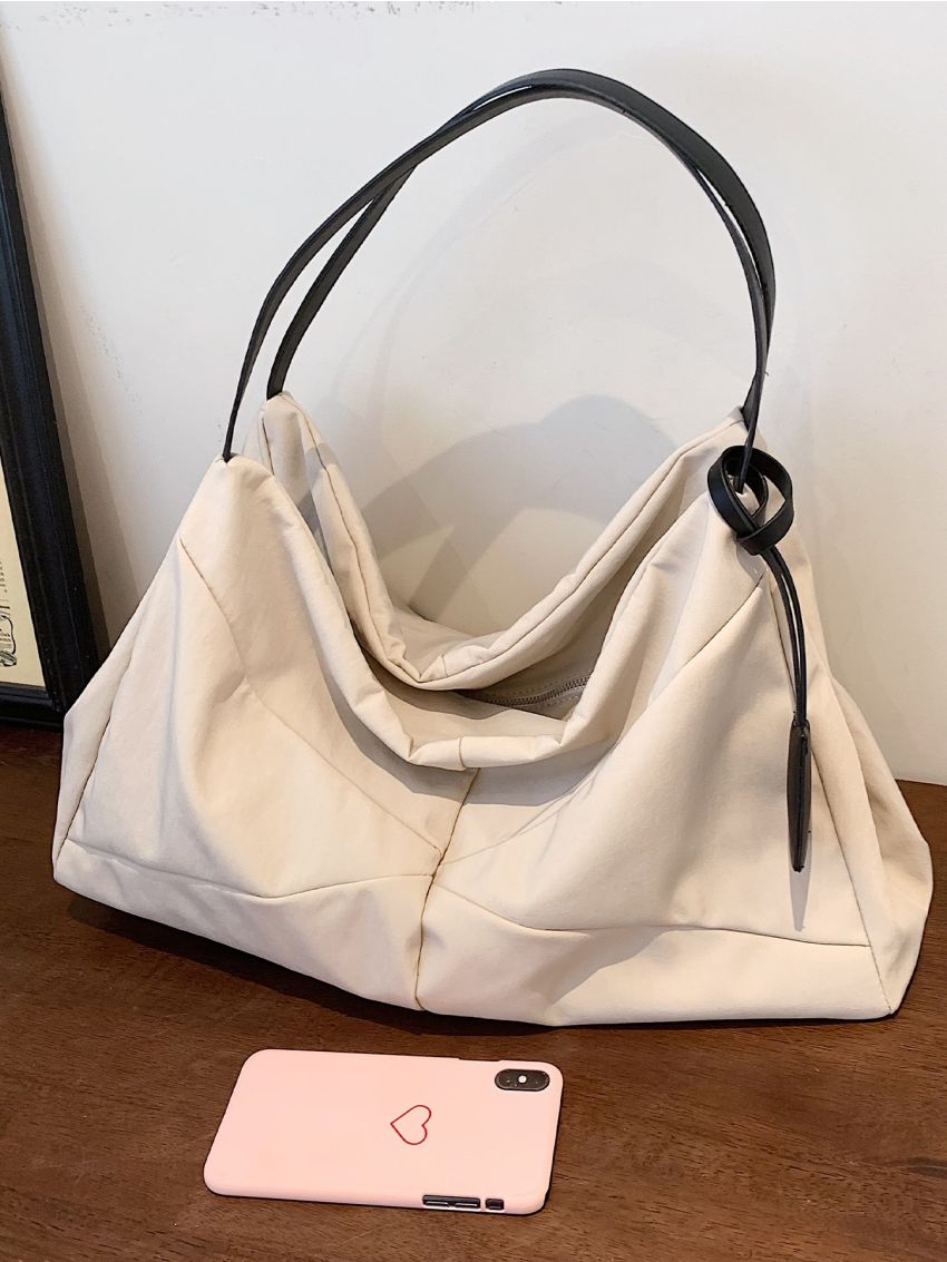 Oversized Hobo Bag With Bag Charm Casual