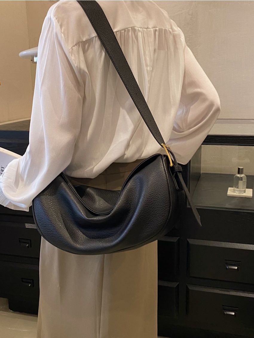 Litchi Embossed Hobo Bag Minimalist