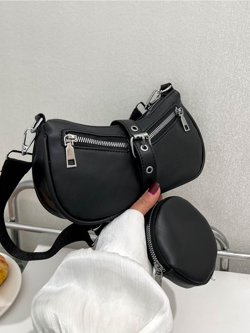 Buckle Decor Hobo Bag With Coin Purse