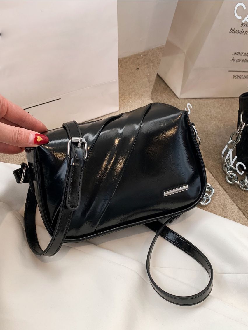 Mini Square Bag Metal Decor Ruched Detail