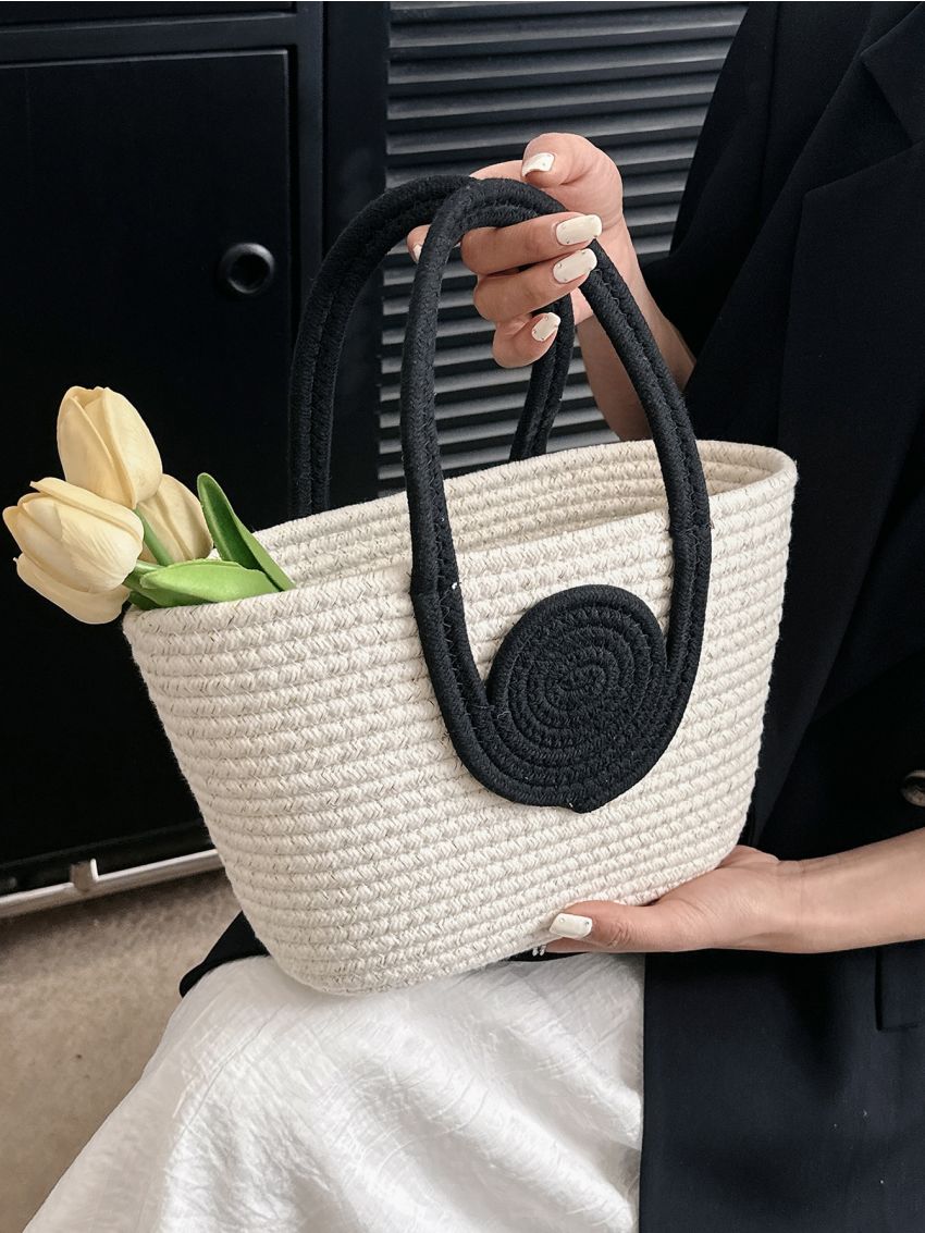 Colorblock Straw Bag Small Vacation