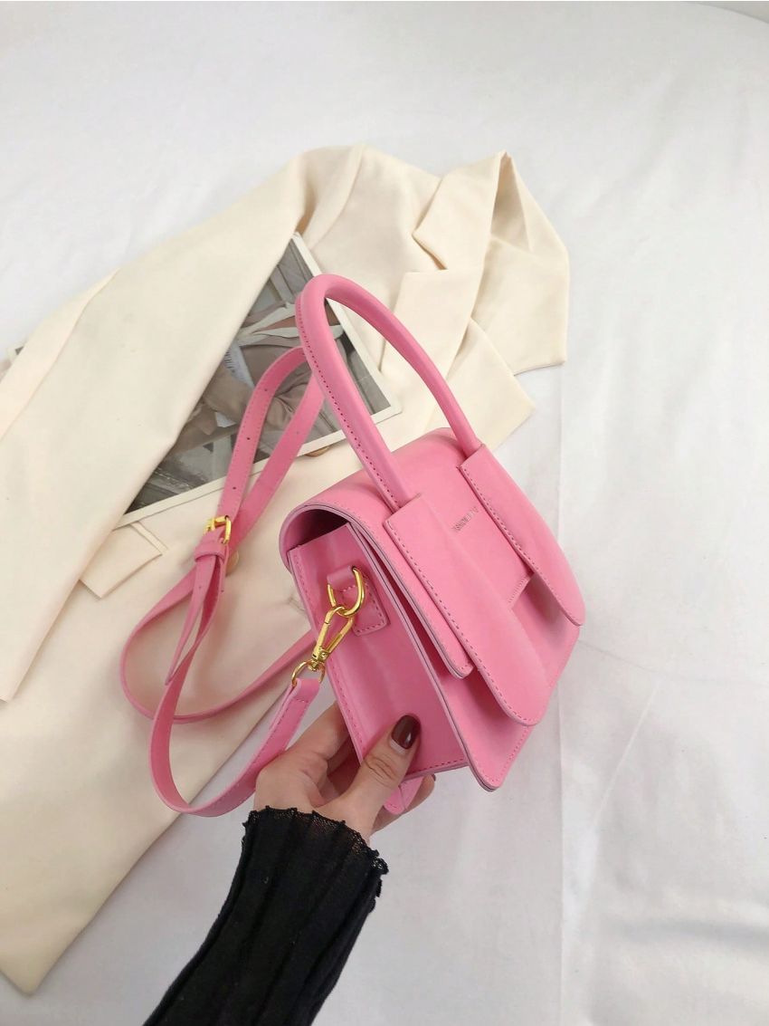 Letter Graphic Square Bag Mini Flap Pink