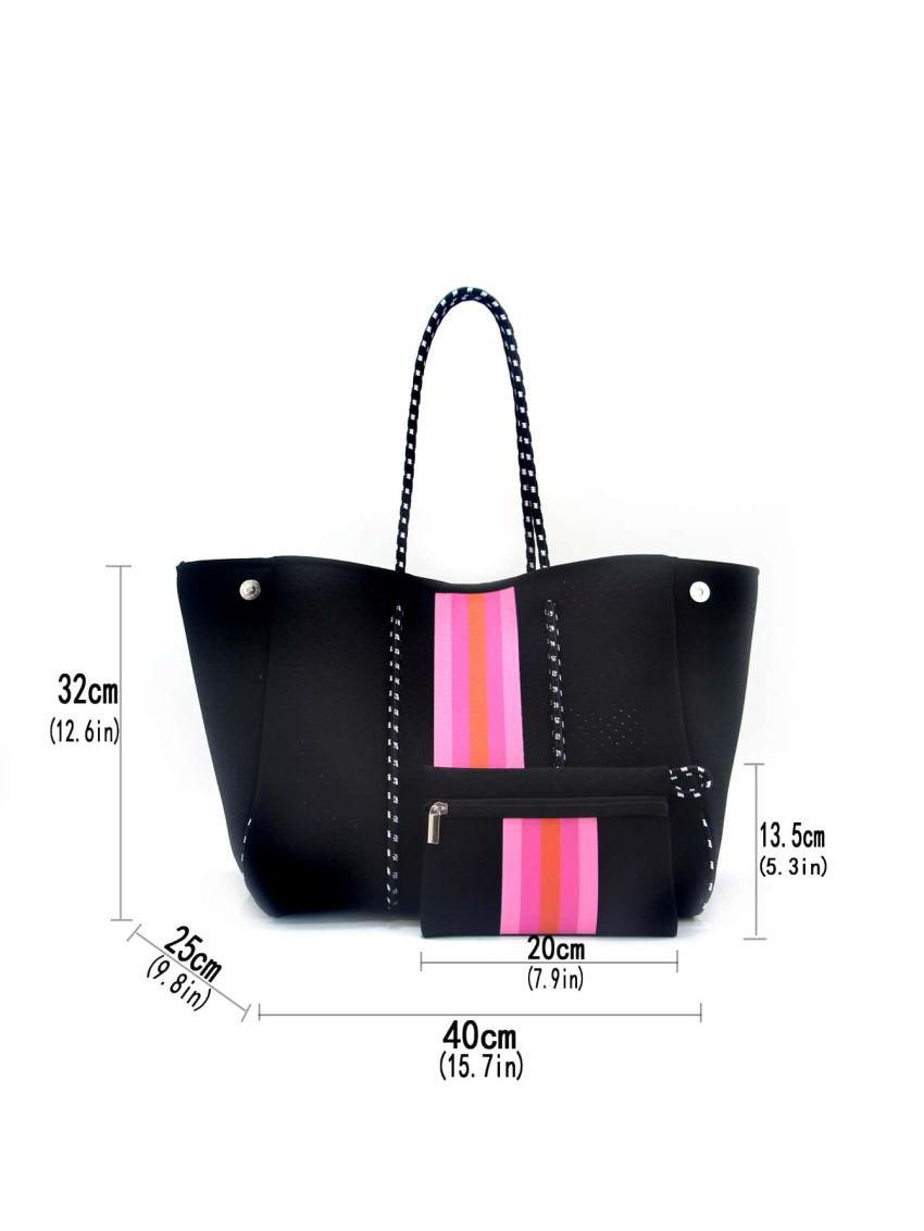 Neoprene Beach Bag Black Tote Bags Summer Waterproof Large Capacity Shoulder Tote Bag Neoprene Pouch Travel Bag For Women