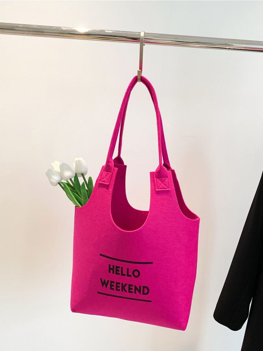 Neon Pink Hobo Bag Letter Graphic