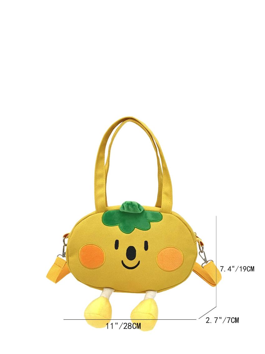 Cartoon Pumpkin Design Novelty Bag Yellow Cute Double Handle For Daily
