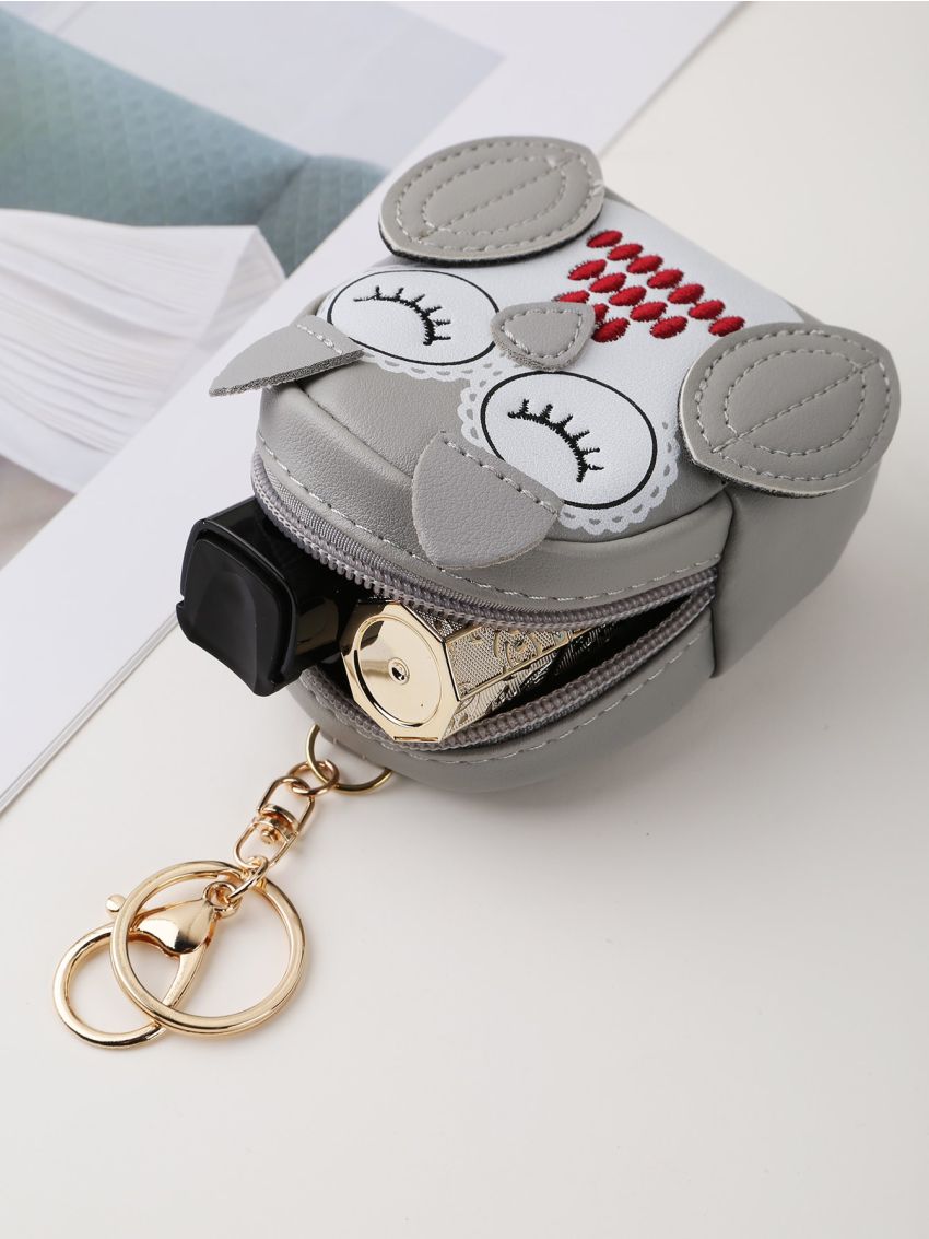 Cute Key Bag Owl Coin Purse Mini School Bag Car Key Chain Pendant Lady Wallet PU Coin Purses Coin Purse Keychain