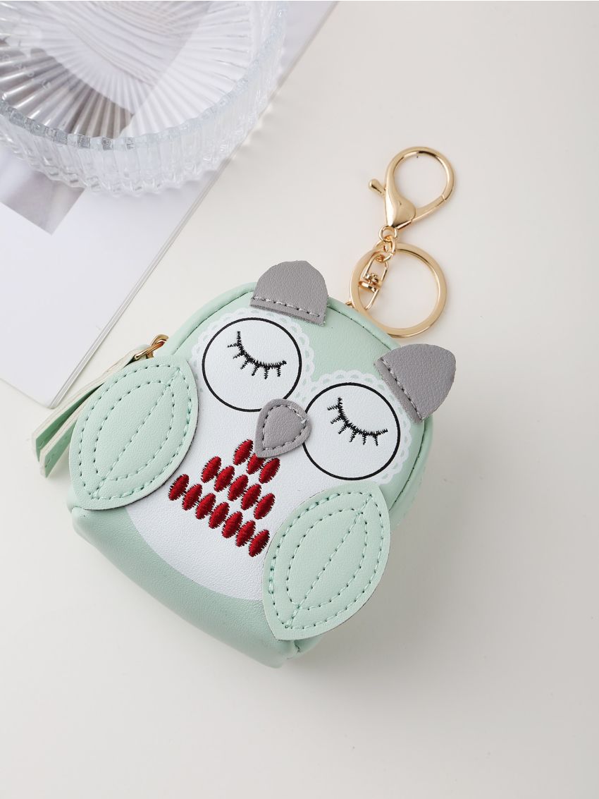 Owl Decor Coin Purse Cute Zipper PU