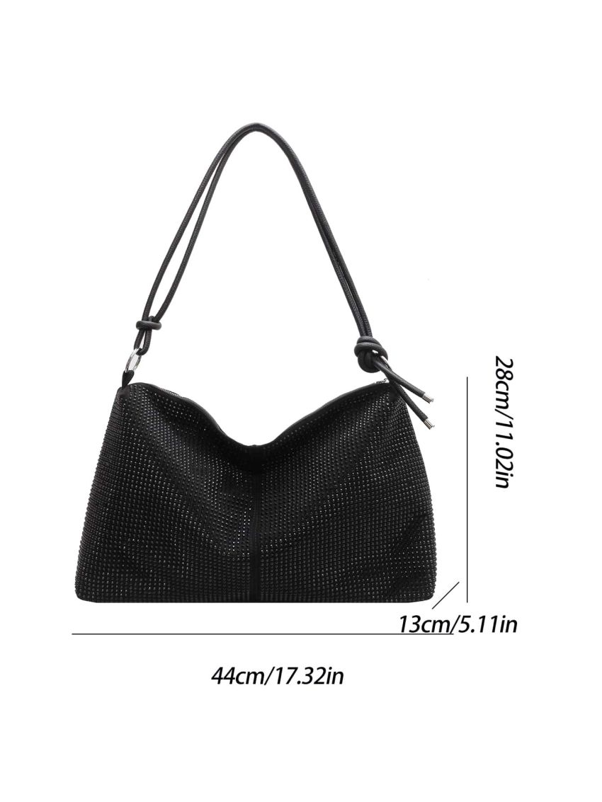 Studded Decor Hobo Bag Zipper Large Capacity