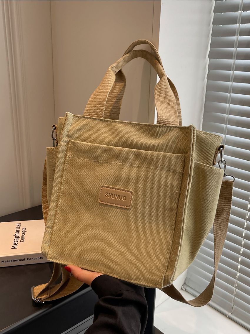 Letter Patch Square Bag Canvas Casual