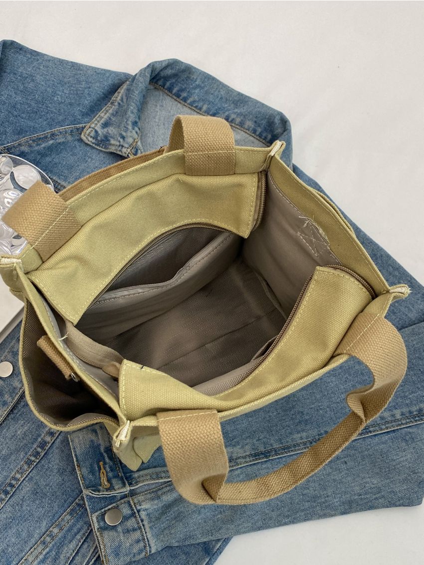 Letter Patch Square Bag Canvas Casual