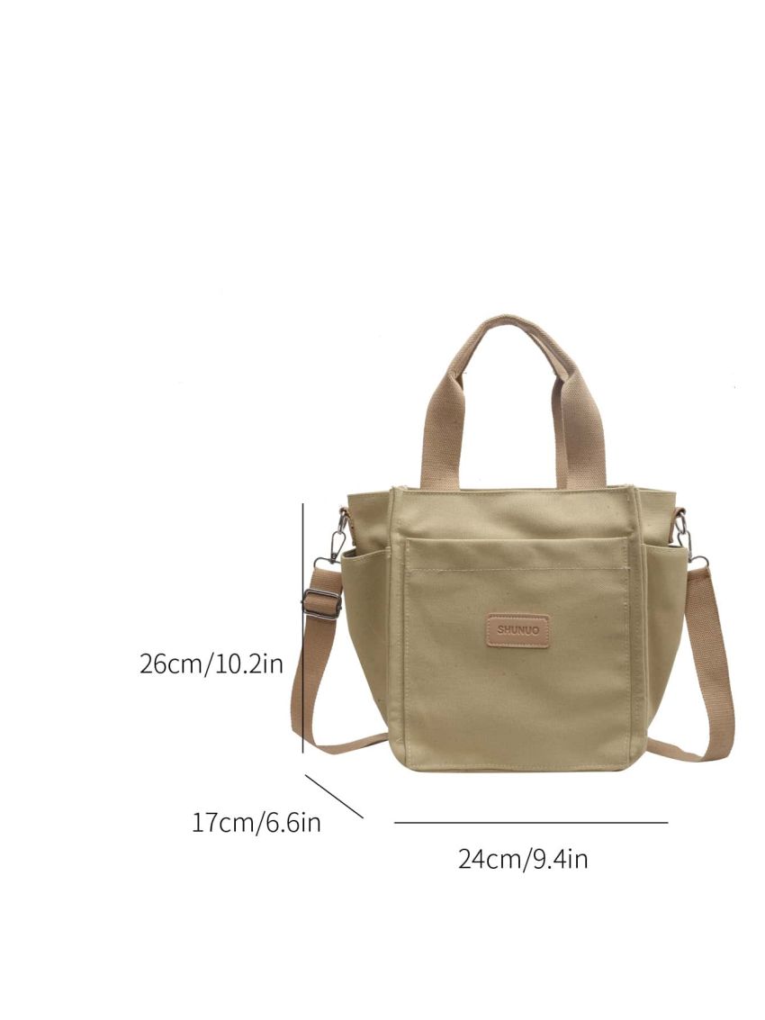 Letter Patch Square Bag Canvas Casual