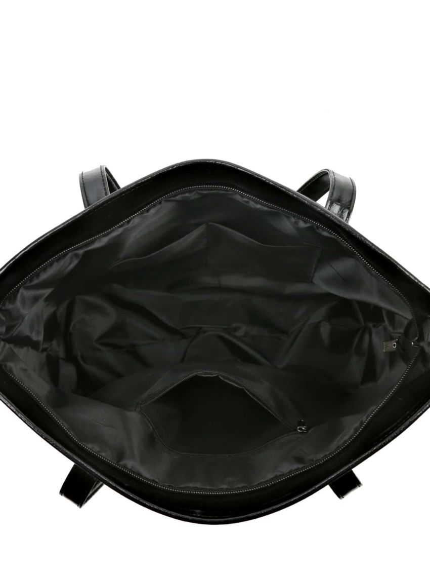 Embossed Detail Shoulder Tote Bag Letter Decor Large Capacity