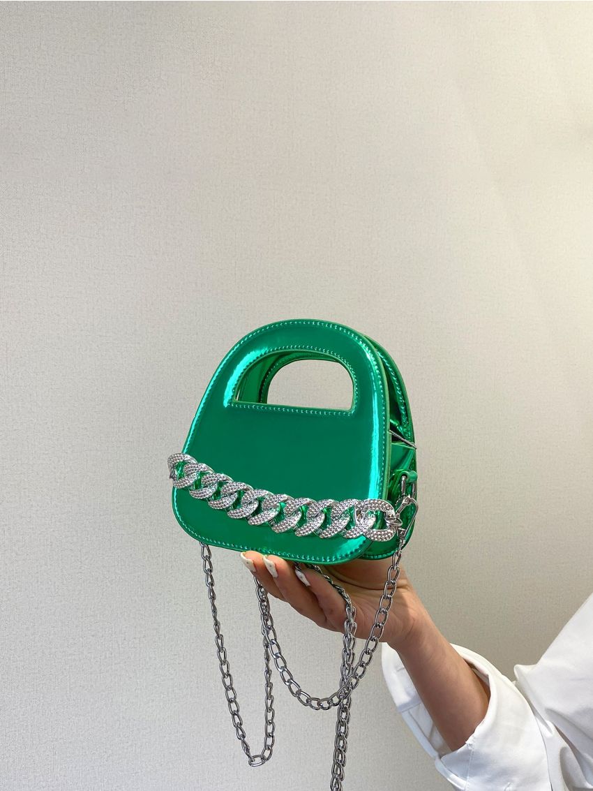 Mini Satchel Metallic Chain Decor Funky