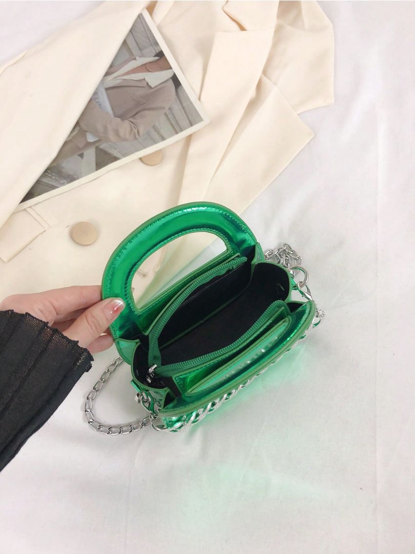 Mini Satchel Metallic Chain Decor Funky