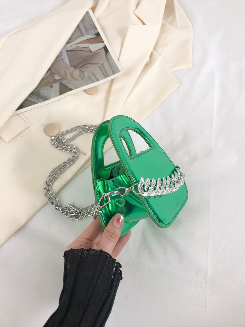 Mini Satchel Metallic Chain Decor Funky