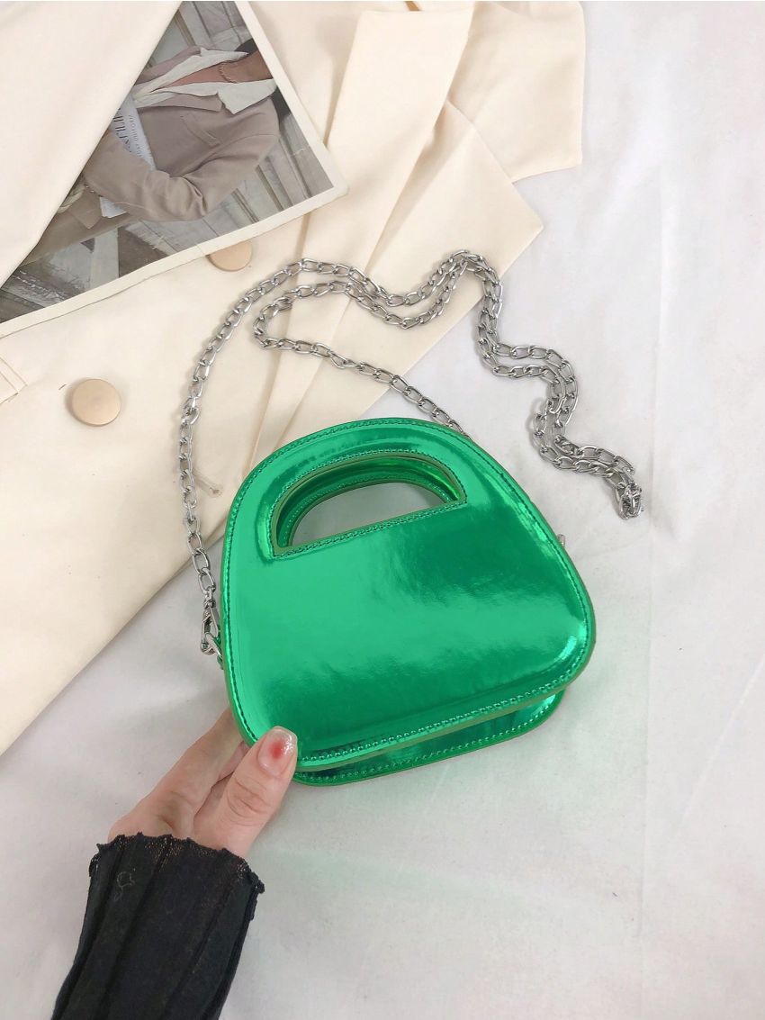 Mini Satchel Metallic Chain Decor Funky