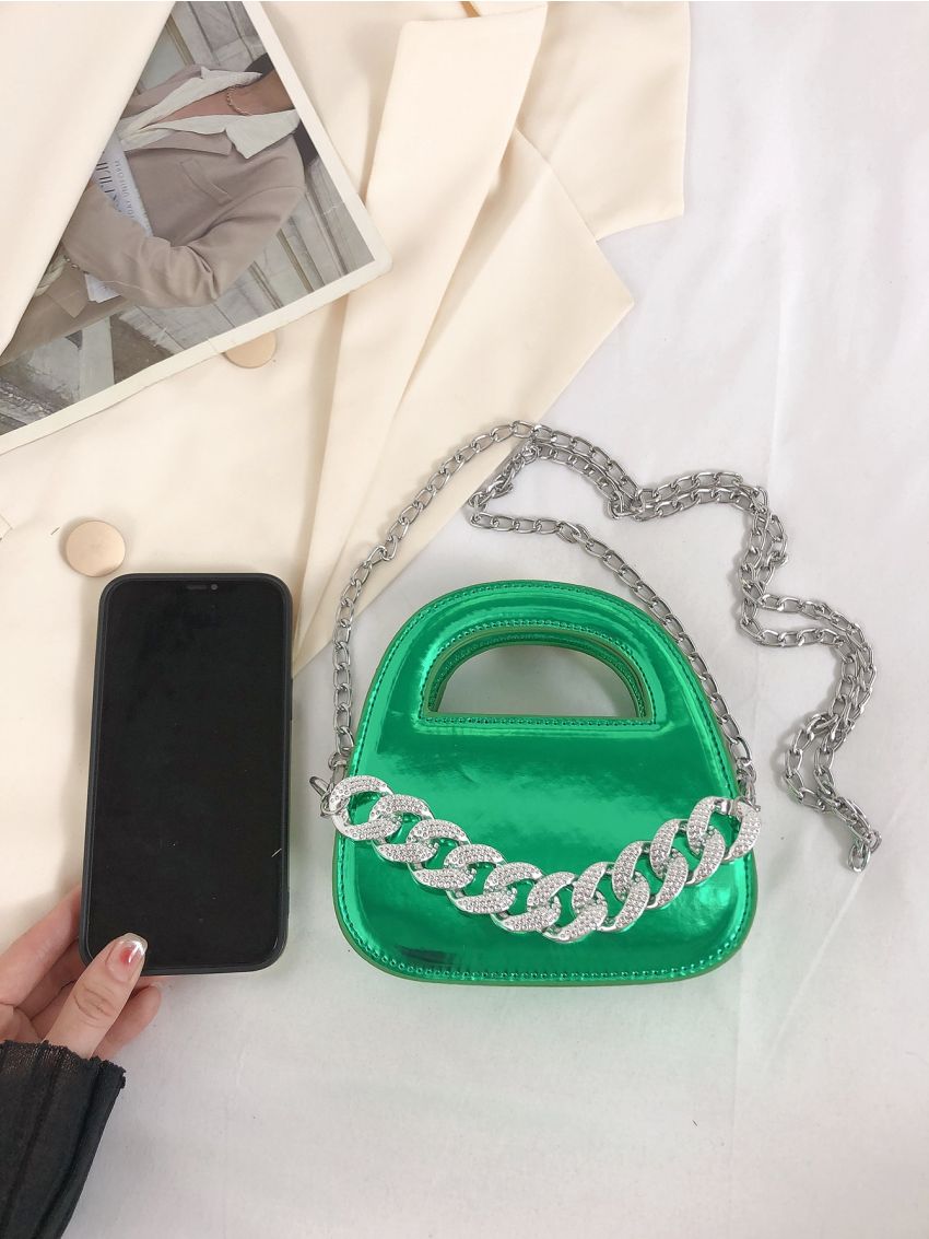 Mini Satchel Metallic Chain Decor Funky