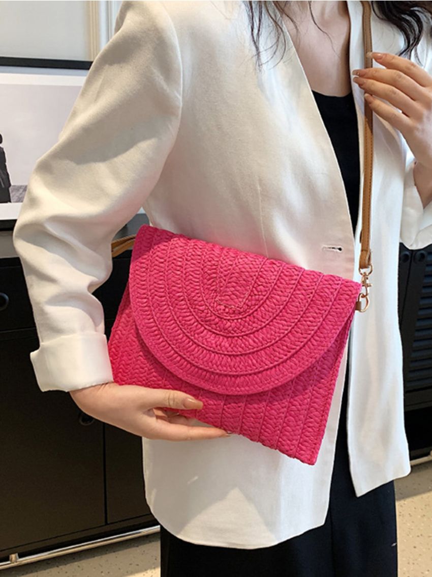 Neon Pink Straw Bag Paper Funky