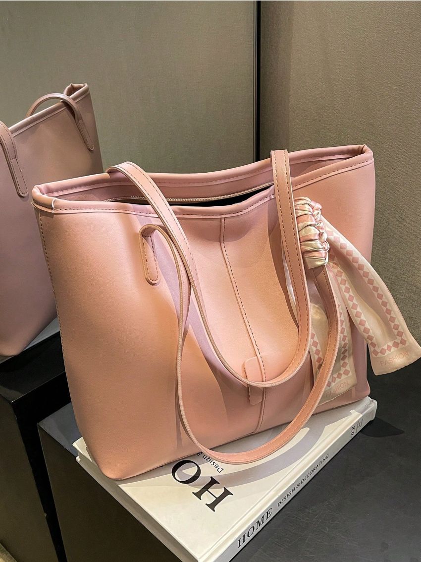 Small Shoulder Tote Bag Twilly Scarf Decor