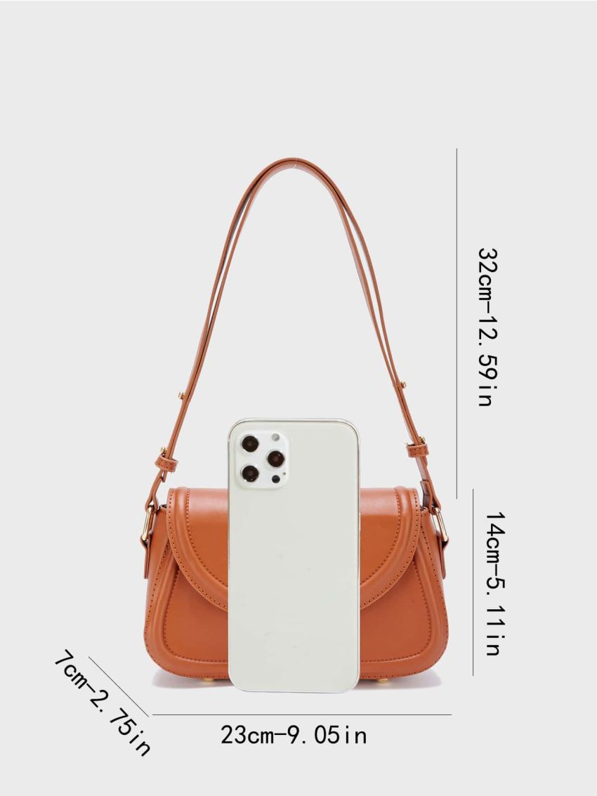 Flap Square Bag Metal Decor Turn Lock