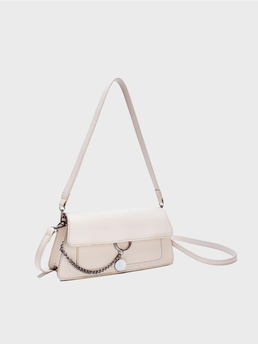 Medium Flap Baguette Bag Chain Decor