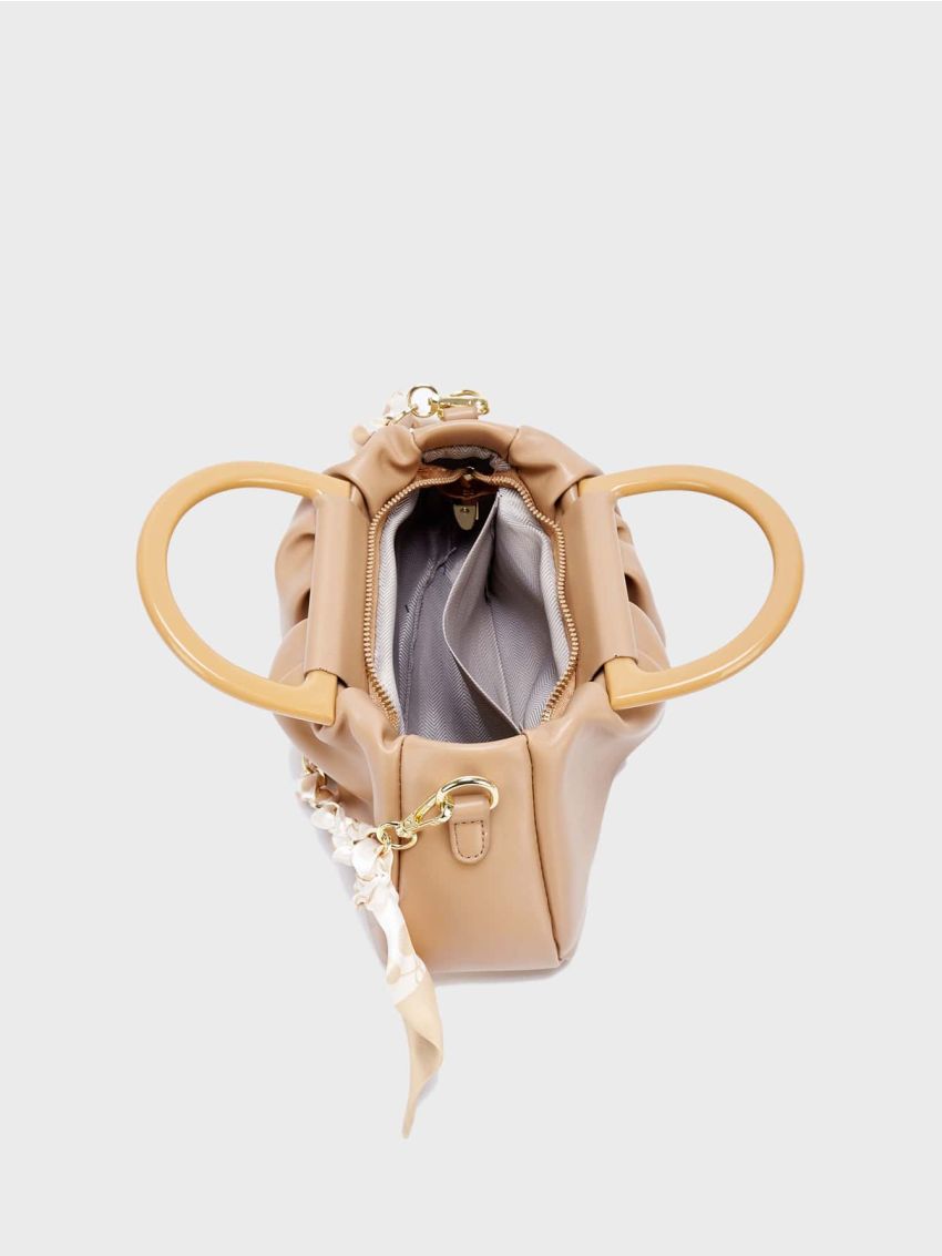 Medium Ruched Bag Twilly Scarf & Chain Decor