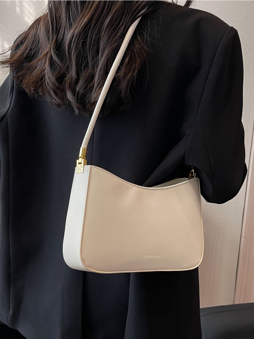 Small Hobo Bag Letter Embossed Minimalist