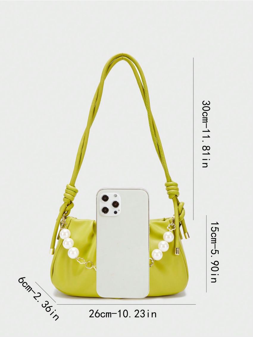 Medium Ruched Bag Chain & Pearl Decor