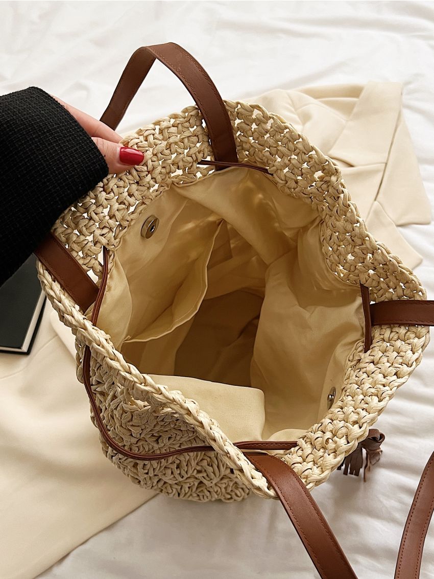 Small Straw Bag Drawstring Design