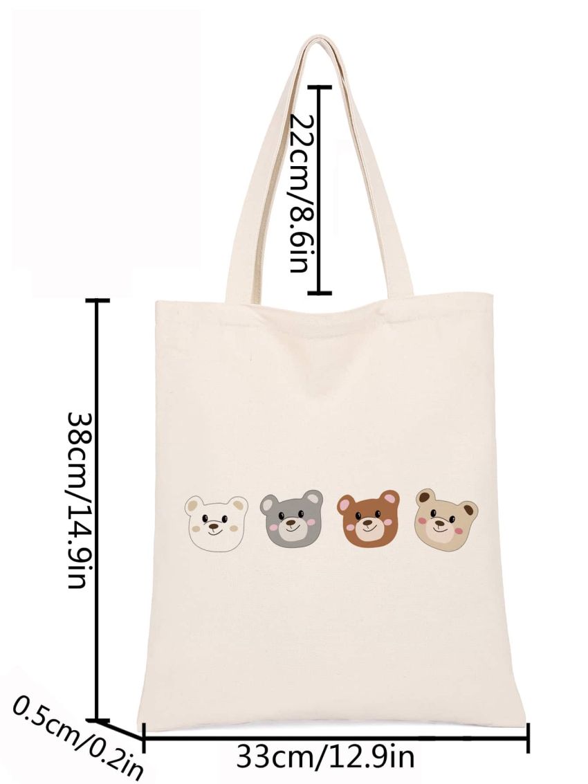 Small Shopper Bag Cartoon Bear Graphic Preppy