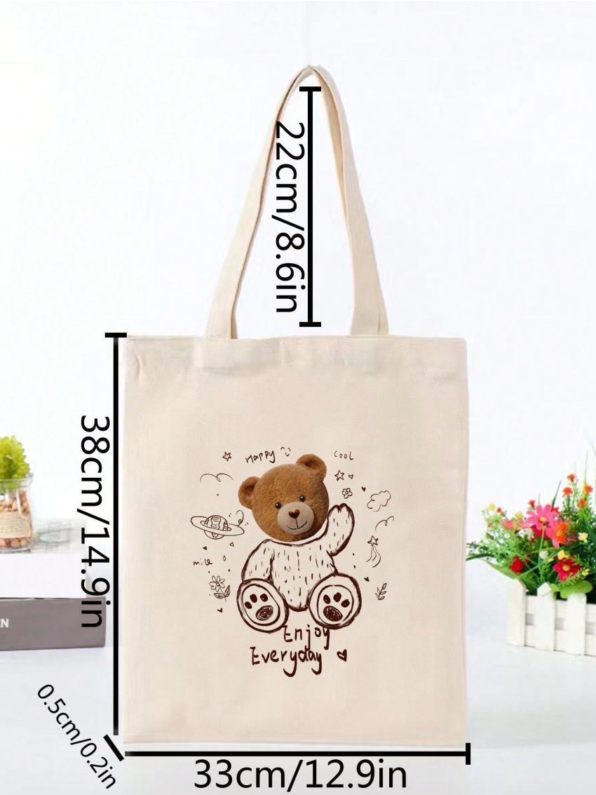 Small Shopper Bag Double Handle Cartoon Print