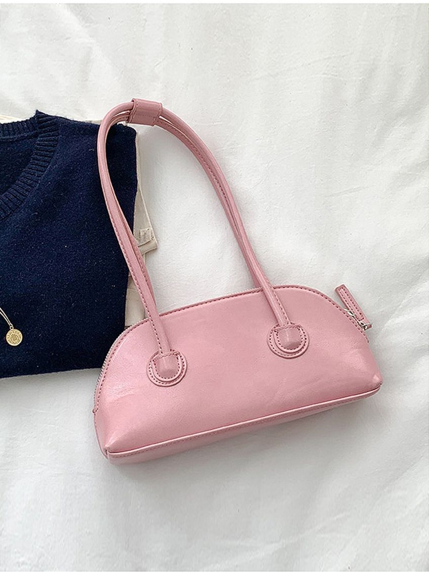 Medium Baguette Bag Solid Color Double Handle