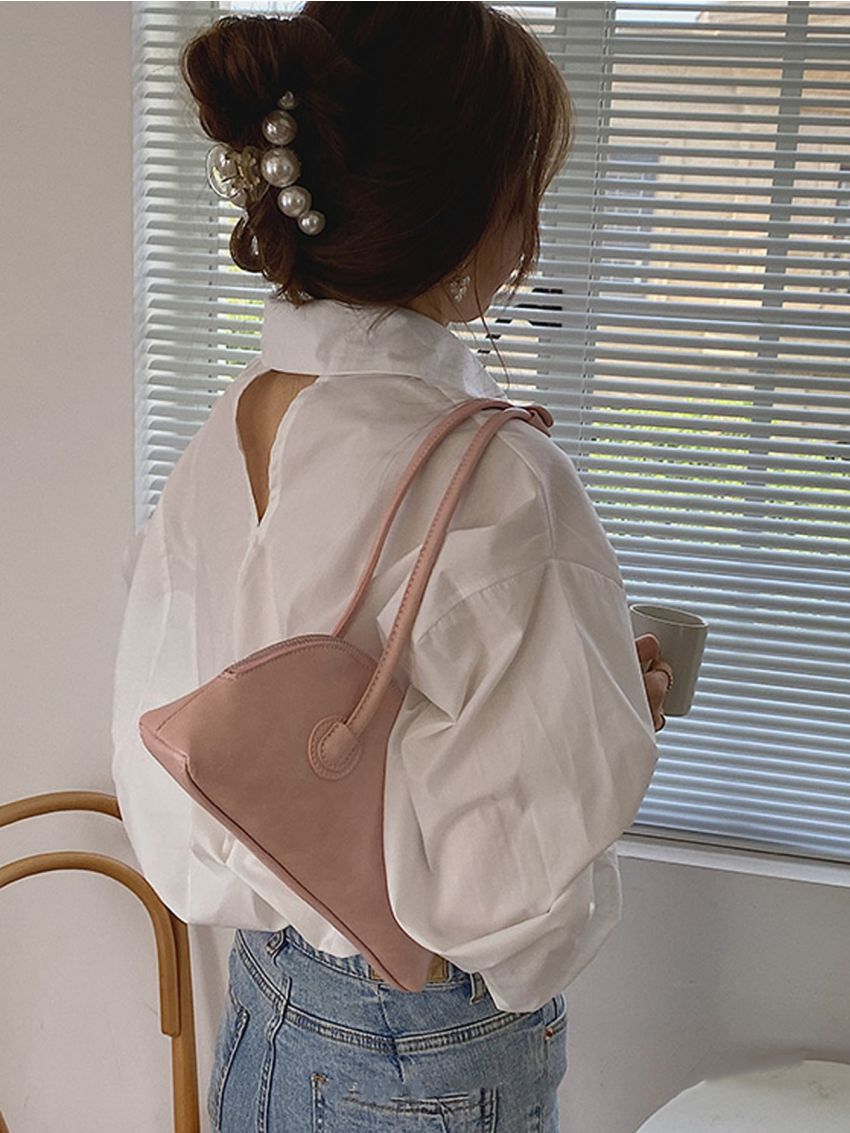 Medium Baguette Bag Solid Color Double Handle